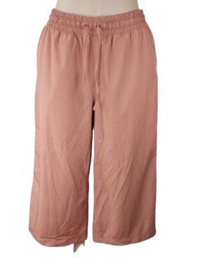 Stretch Tech Women's Peach Dry Quick Drawstring Wide-Leg Cropped Pants Size L